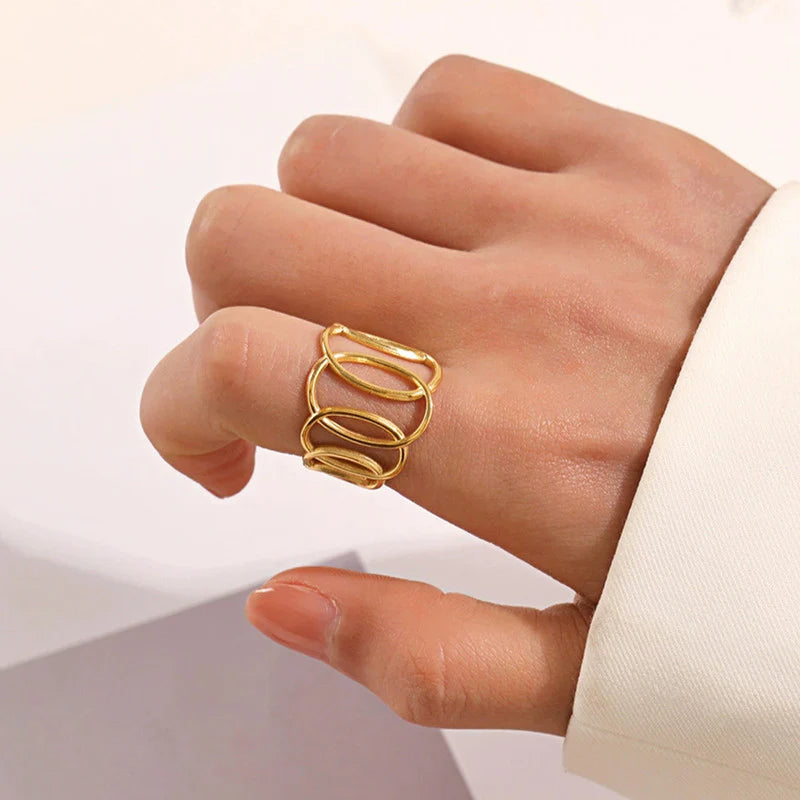 Hollow Oval Ring Adjustable