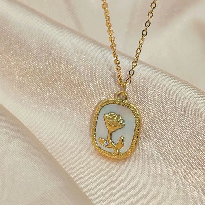 Rosy Marble Charm Necklace