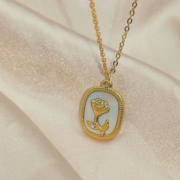 Rosy Marble Charm Necklace