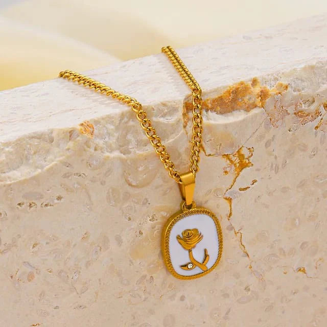 Rosy Marble Charm Necklace